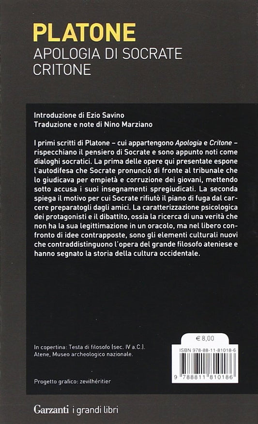 APOLOGIA DI SOCRATE-CRITONE. TESTO GRECO A FRONTE