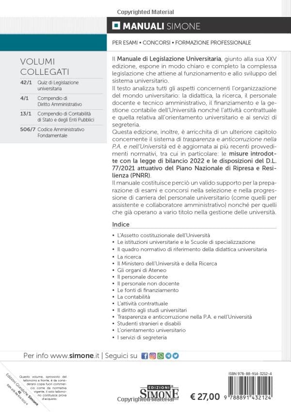 MANUALI DI LEGISLAZIONE UNIVERSITARIA
