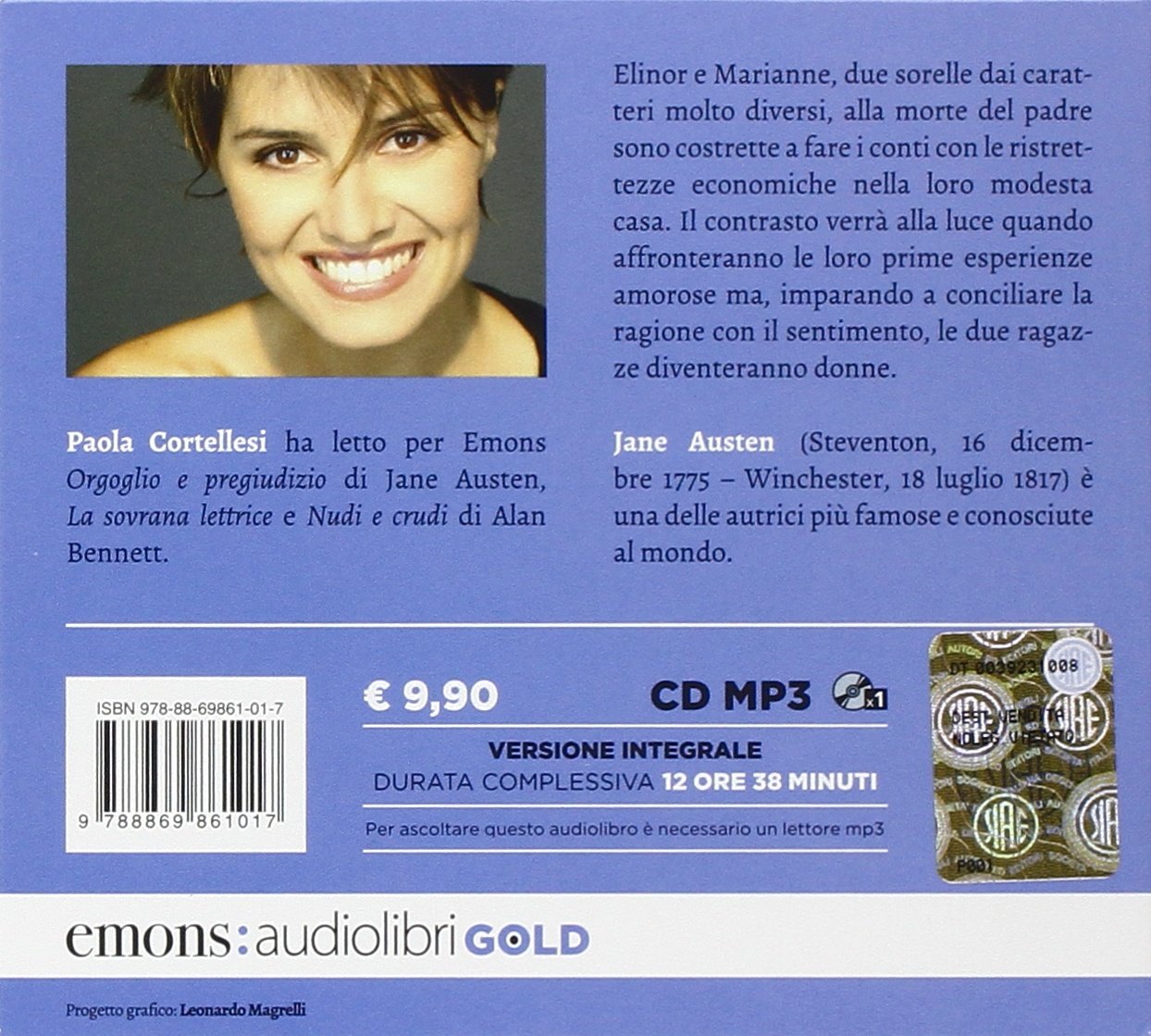 RAGIONE E SENTIMENTO LETTO DA PAOLA CORTELLESI. AUDIOLIBRO. CD AUDIO FORMATO MP3