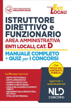 ISTRUTTORE DIRETTIVO - AREA AMMINISTRATIVA ENTI LOCALI CAT.D - MANUALE E QUIZ