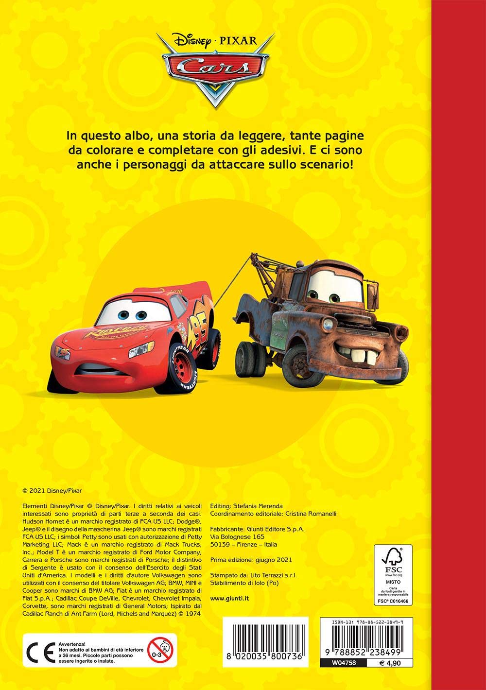 BOLIDI IN PISTA. CARS. STACCATTACCA & COLORA. CON ADESIVI. EDIZ. ILLUSTRATA