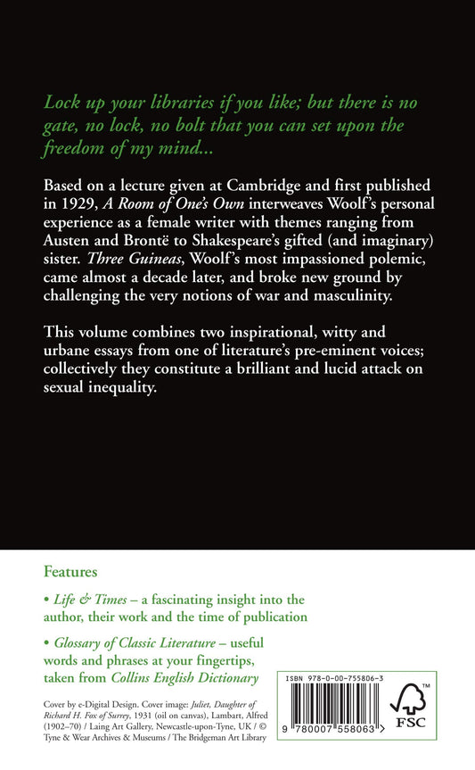 A ROOM OF ONE'S OWN AND THREE GUINEAS