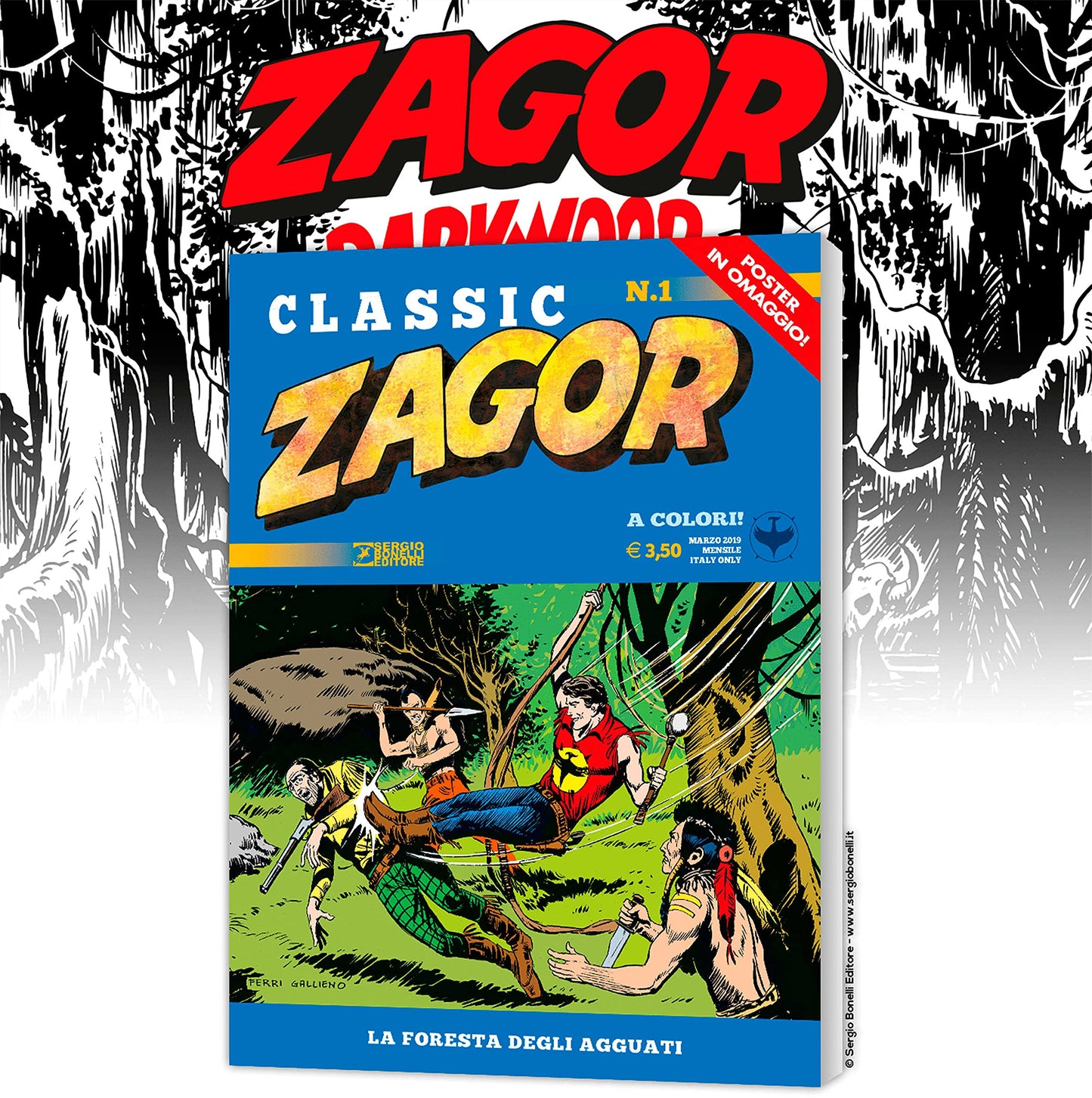ZAGOR. KING OF DARKWOOD. CON GADGET. CON POSTER