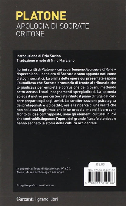 APOLOGIA DI SOCRATE-CRITONE. TESTO GRECO A FRONTE