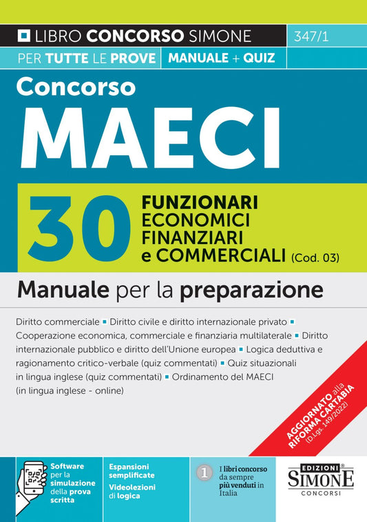 Concorso MAECI 2023 – 30 Funzionari economici finanziari e commerciali (Cod. 03) – Manuale – 347/1