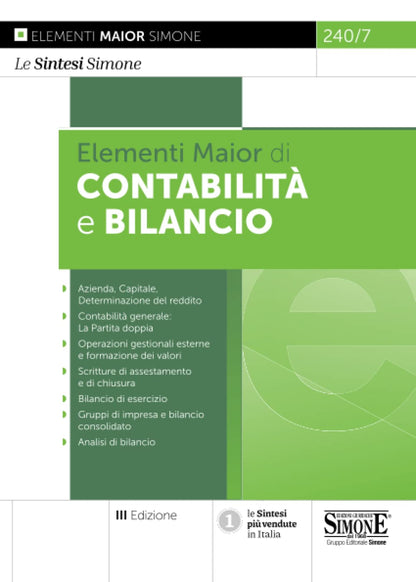ELEMENTI MAIOR DI CONTABILITA' E BILANCIO