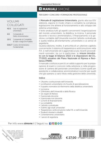 MANUALI DI LEGISLAZIONE UNIVERSITARIA