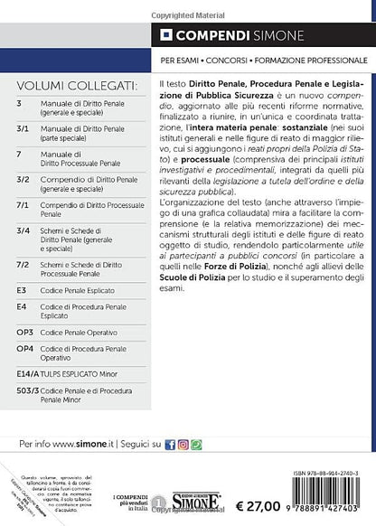 COMPENDIO DI DIRITTO PENALE PROCEDURA PENALE E LEGISLAZIONE DI PUBBLICA SICUREZZA