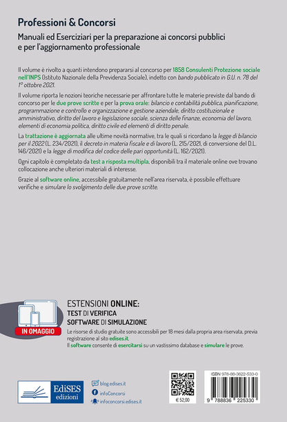 CONCORSO 1858 CONSULENTI PROTEZIONE SOCIALE INPS. MANUALE E QUESITI.