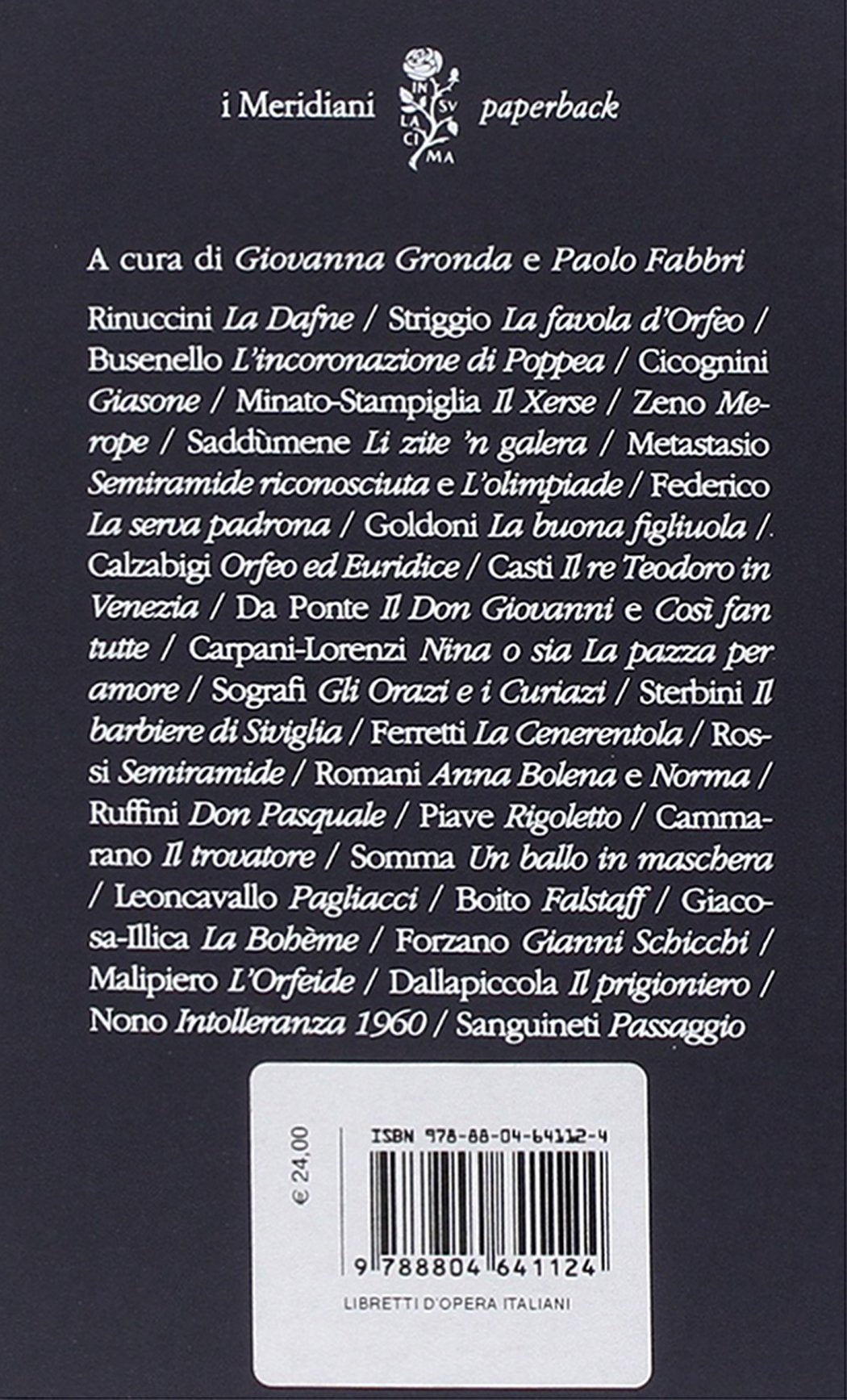 LIBRETTI D'OPERA ITALIANI. DAL SEICENTO AL NOVECENTO