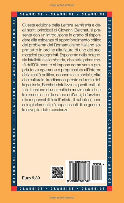 LETTERA SEMISERIA. SCRITTI SCELTI DI CRITICA E DI POLEMICA
